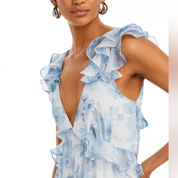 New AQUA Ruffle Trim Maxi Dress - Exclusive, Size Medium, Floral Dress - Picture 4 of 14